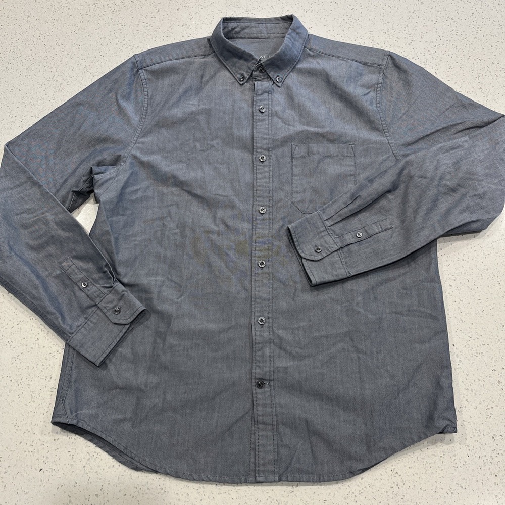 Mack Weldon Oxford Blue Long Sleeve Button Up Casual Dress Shirt -Men's XL